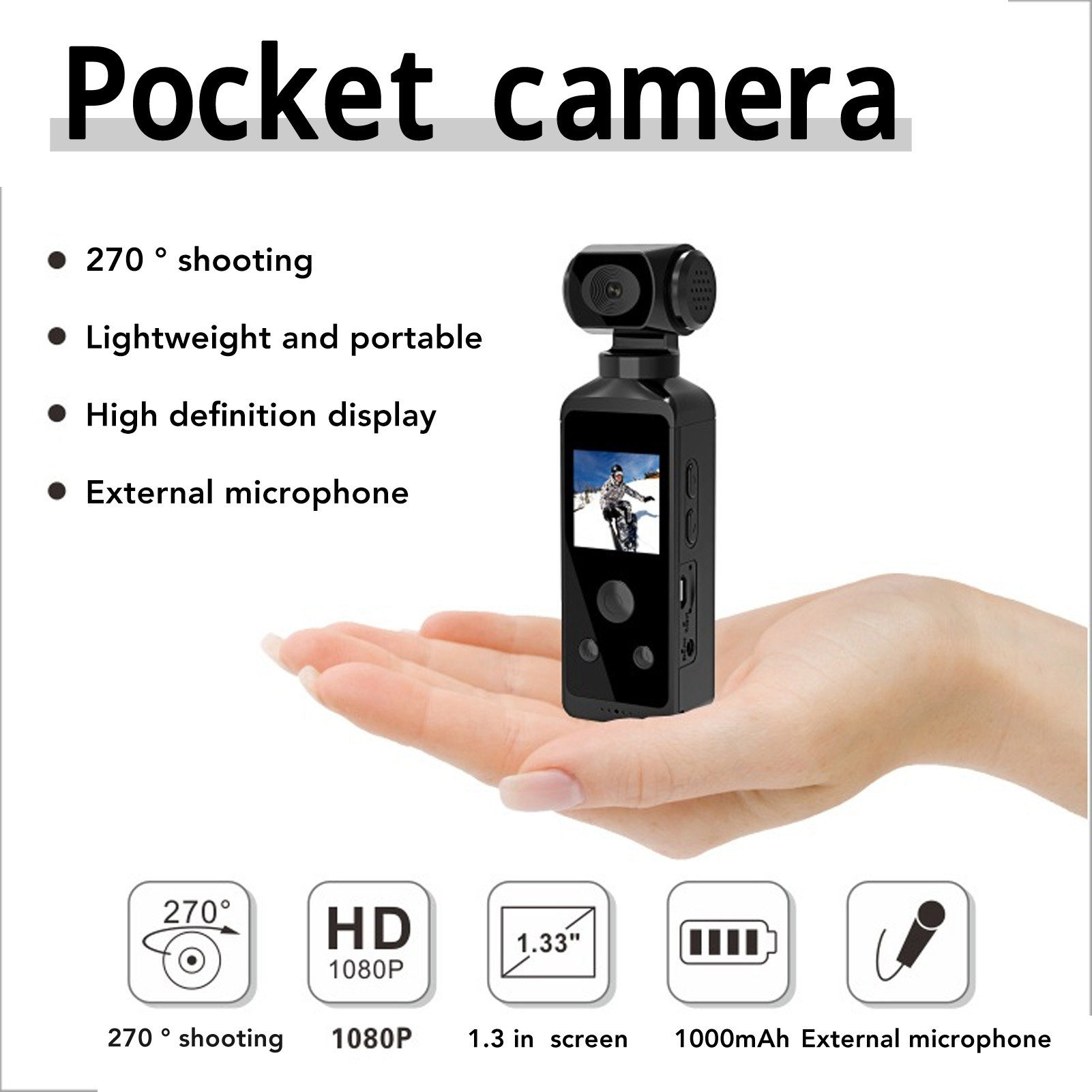 Action Camera 4K - Kamera 4K HD 270 ° Drehbares